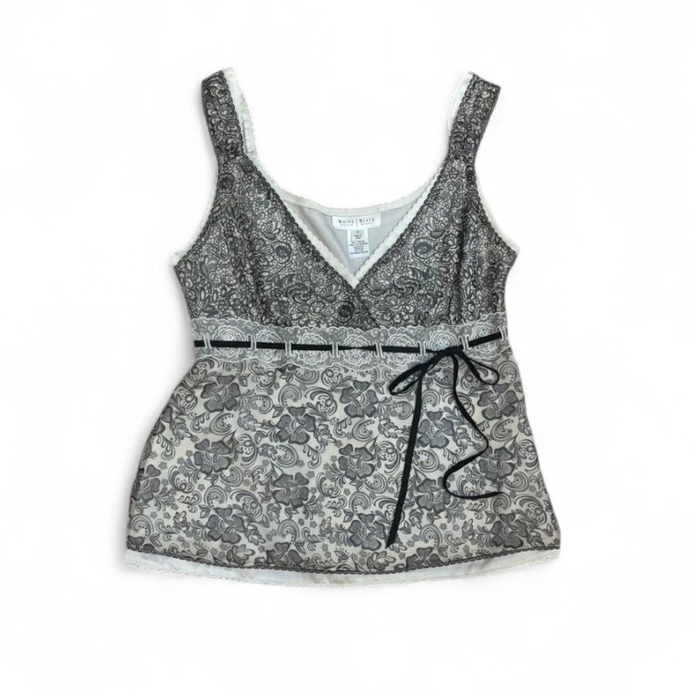 Vintage floral camisole with lace trim and ribbon